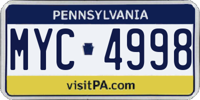 PA license plate MYC4998