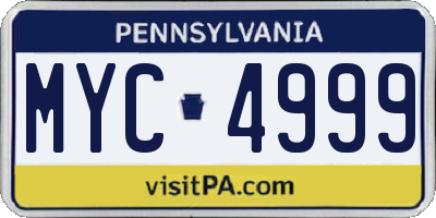PA license plate MYC4999