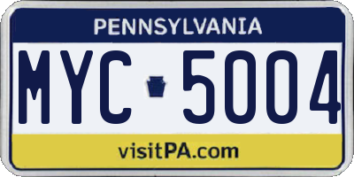 PA license plate MYC5004