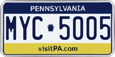 PA license plate MYC5005