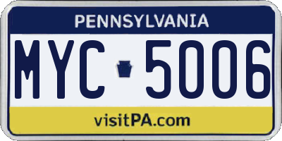 PA license plate MYC5006