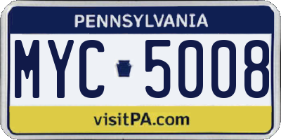 PA license plate MYC5008
