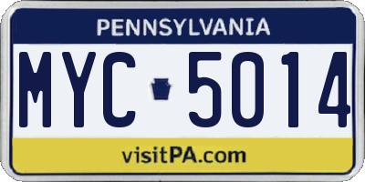 PA license plate MYC5014