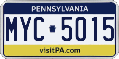 PA license plate MYC5015