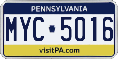 PA license plate MYC5016