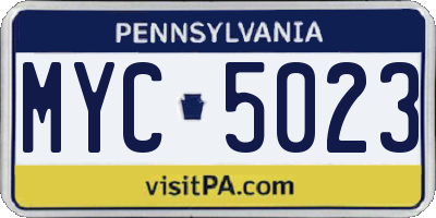 PA license plate MYC5023