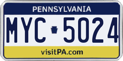 PA license plate MYC5024