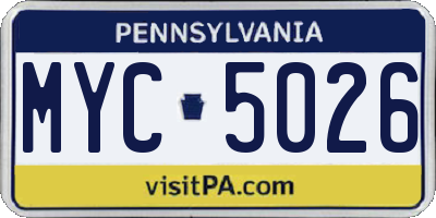 PA license plate MYC5026