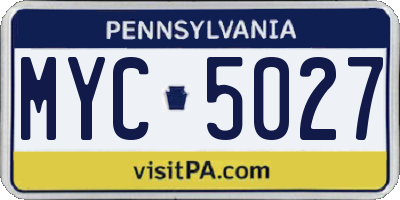PA license plate MYC5027