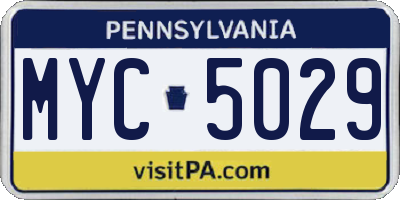 PA license plate MYC5029