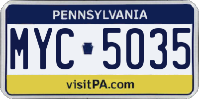 PA license plate MYC5035