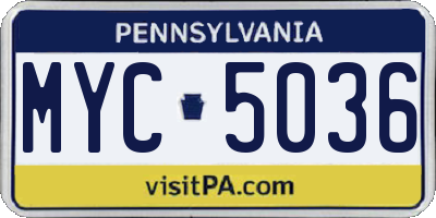 PA license plate MYC5036