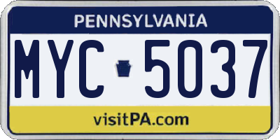 PA license plate MYC5037
