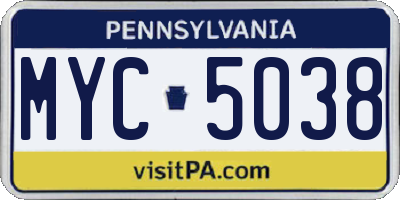 PA license plate MYC5038