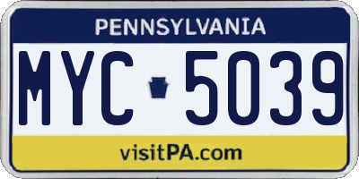 PA license plate MYC5039