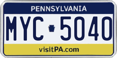 PA license plate MYC5040
