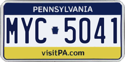 PA license plate MYC5041