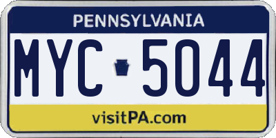 PA license plate MYC5044