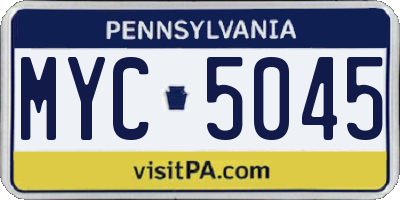 PA license plate MYC5045