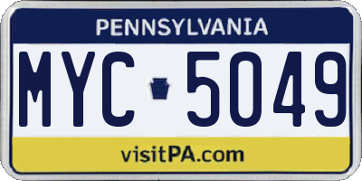 PA license plate MYC5049