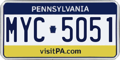 PA license plate MYC5051