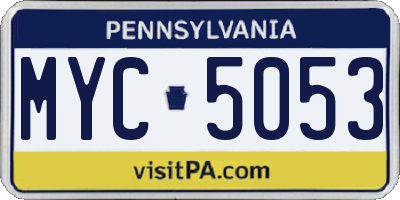 PA license plate MYC5053