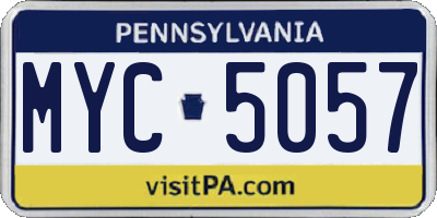 PA license plate MYC5057