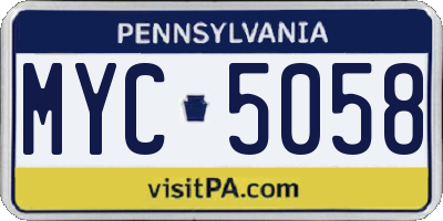 PA license plate MYC5058