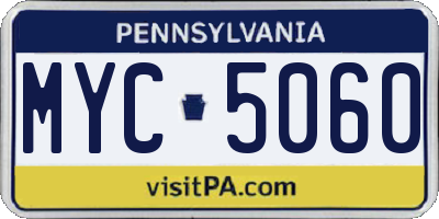 PA license plate MYC5060