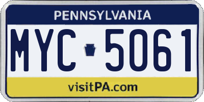 PA license plate MYC5061