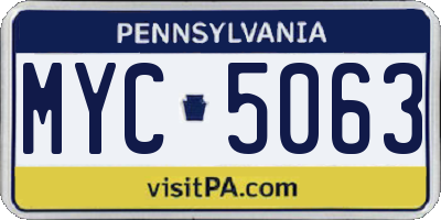 PA license plate MYC5063