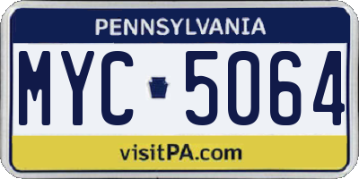 PA license plate MYC5064