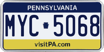 PA license plate MYC5068