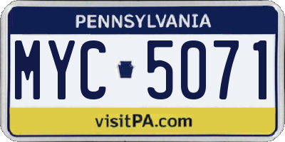 PA license plate MYC5071