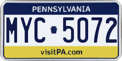 PA license plate MYC5072