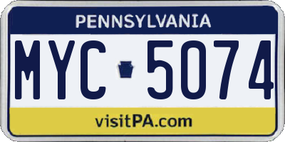PA license plate MYC5074