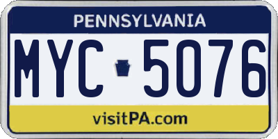 PA license plate MYC5076