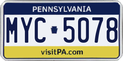 PA license plate MYC5078