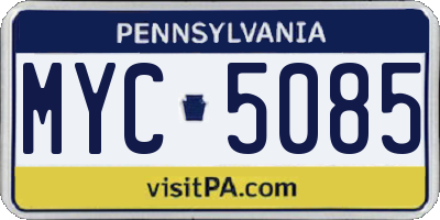 PA license plate MYC5085
