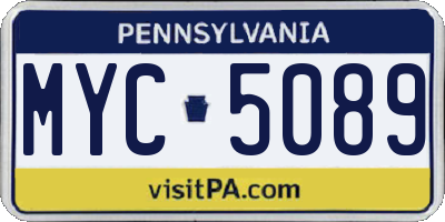 PA license plate MYC5089