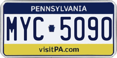 PA license plate MYC5090