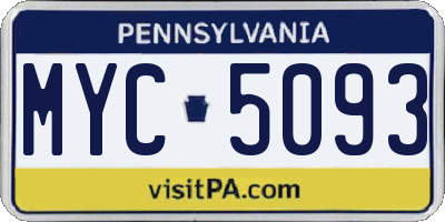 PA license plate MYC5093