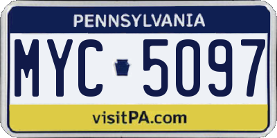 PA license plate MYC5097