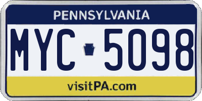PA license plate MYC5098