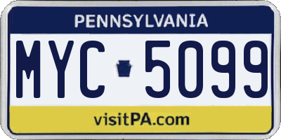 PA license plate MYC5099