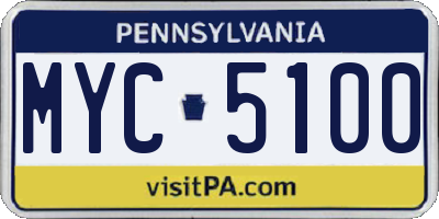 PA license plate MYC5100