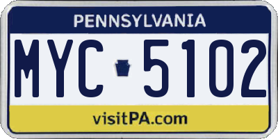 PA license plate MYC5102