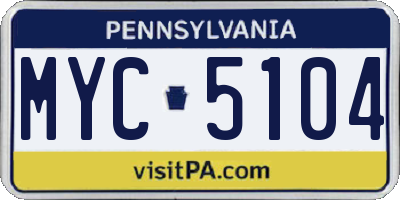PA license plate MYC5104
