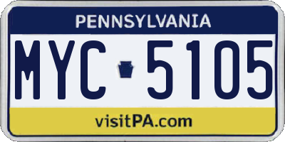 PA license plate MYC5105