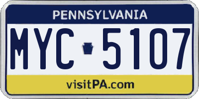 PA license plate MYC5107